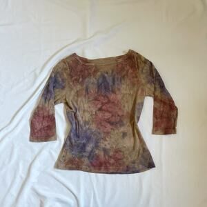 y2k 3/4 sleeve tye dye top